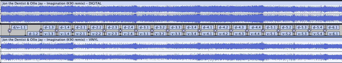 comparing both tracks, with annotations